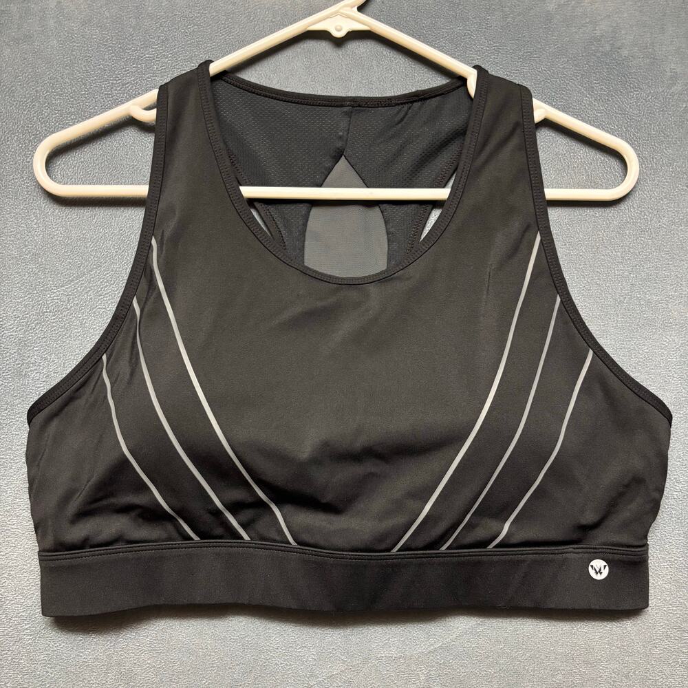 White Mark Sports Bra Padded Adjustable Plus Size 2XL Performance Workout Sexy